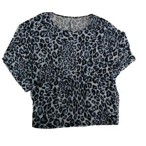 P!PHANY Shirt Women's Extra Large 3/4 Sleeves Leopard Print Blue Multi